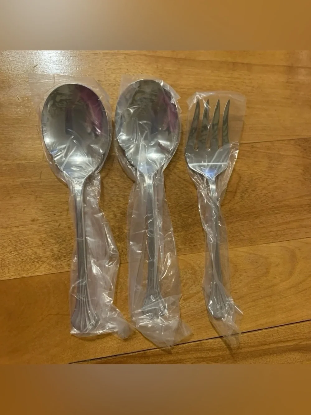 3 pc set Oneida SARATOGA Flatware Casserole Spoons & Cold Meat Serving Fork NEW